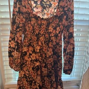 Liberty Love Black and Pink Floral Long Sleeve Dress